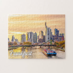 Solnedgång över Frankfurt, Tyskland Pussel