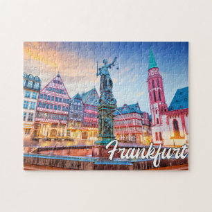 Solnedgång över Frankfurt, Tyskland Pussel