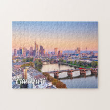 Solnedgång över Frankfurt, Tyskland