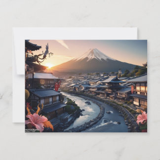 Solnedgång över Fuji Village Vykort