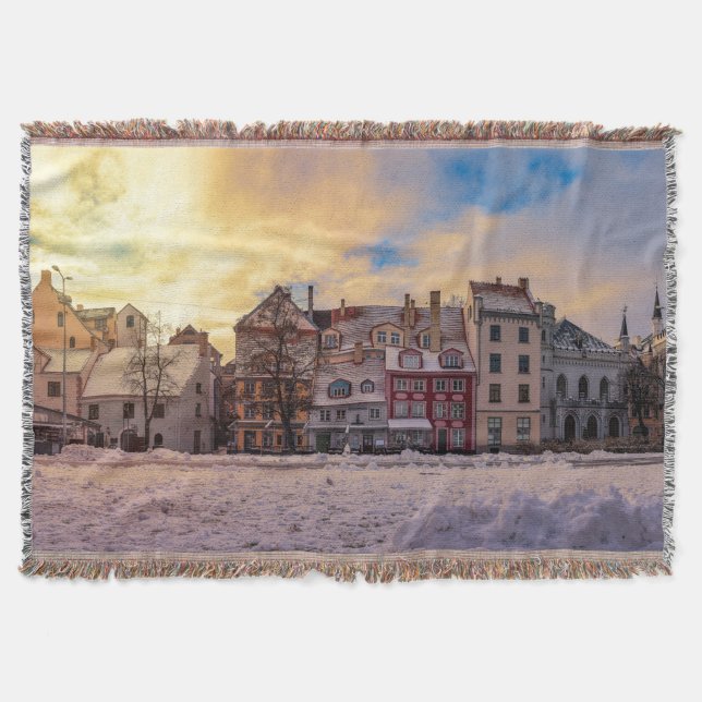 Solnedgång över gatan i Riga Filt (Framsidan)