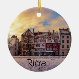Solnedgång över gatan i Riga Julgransprydnad Keramik