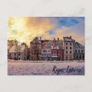 Solnedgång över gatan i Riga Postcard Vykort