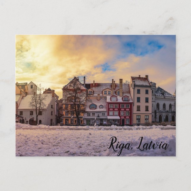 Solnedgång över gatan i Riga Postcard Vykort (Framsida)