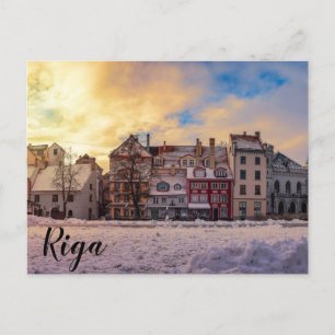 Solnedgång över gatan i Riga Postcard Vykort