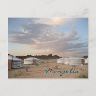 Solnedgång över ger-camp i Mongoliet Vykort