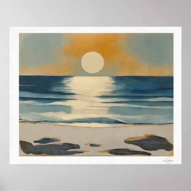Solnedgång över havet Affisch (Framsidan)