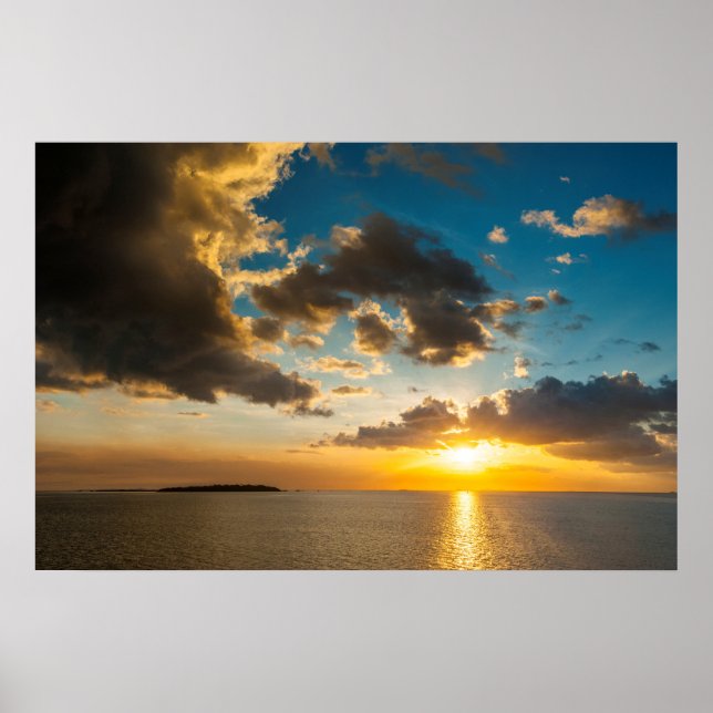 Solnedgång över havet, Fiji Poster (Framsidan)