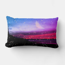 Solnedgång över havet och fåglar i Aberystwyth Lumbarkudde