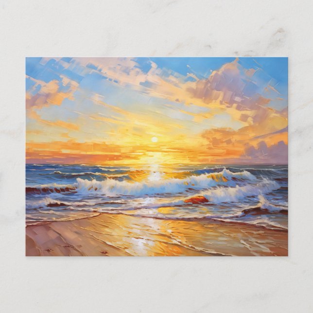 Solnedgång över havets baltiska hav vykort (Framsida)