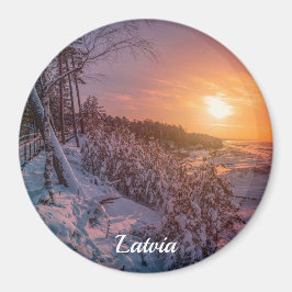 Solnedgång över havets kusten-magnet snö magnet