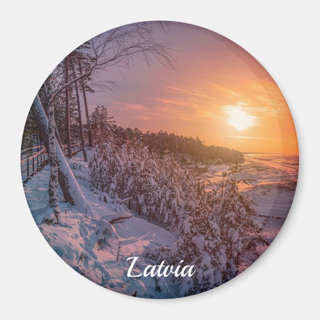 Solnedgång över havets kusten-magnet snö magnet (Framsidan)