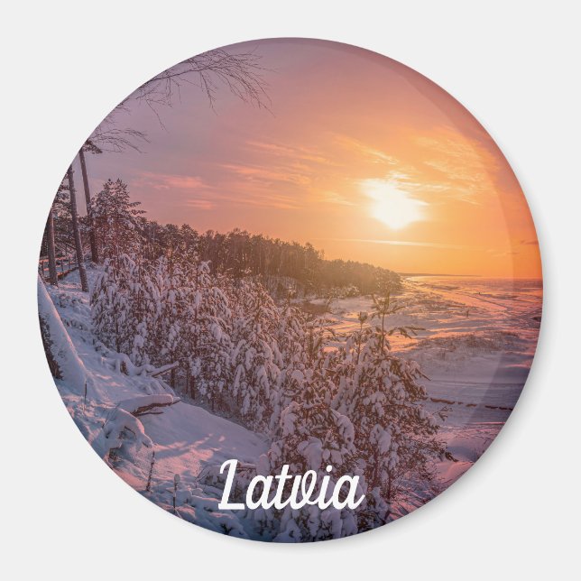 Solnedgång över havets kusten-magnet snö magnet (Framsidan)