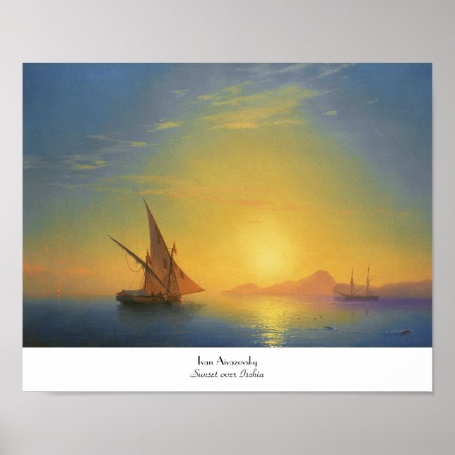 Solnedgång över Ischia Ivan Aivazovsky sjölandskap Poster (Framsidan)