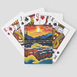 Solnedgång över isig sjö 2 casinokort