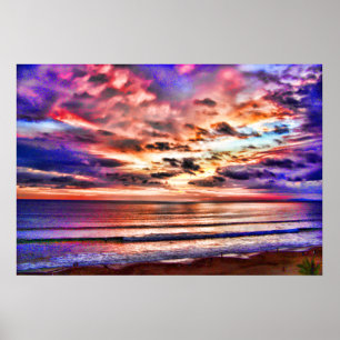 Solnedgång över Jaco Beach Costa Rica Poster