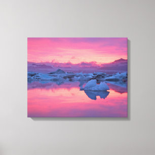Solnedgång över Jokulsarlon Glacier Lagoon Canvastryck