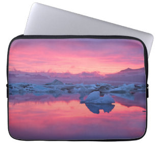 Solnedgång över Jokulsarlon Glacier Lagoon Laptop Fodral