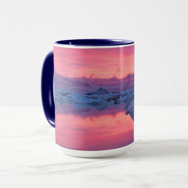 Solnedgång över Jokulsarlon Glacier Lagoon Mugg (Framsida vänster)