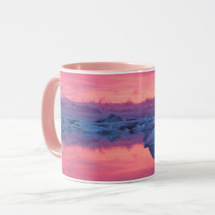 Solnedgång över Jokulsarlon Glacier Lagoon Mugg