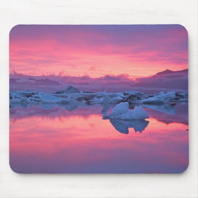 Solnedgång över Jokulsarlon Glacier Lagoon Musmatta (Framsidan)