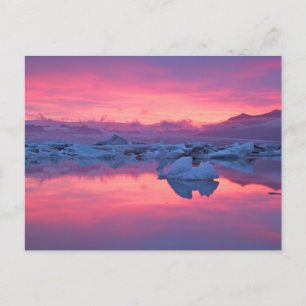 Solnedgång över Jokulsarlon Glacier Lagoon Vykort