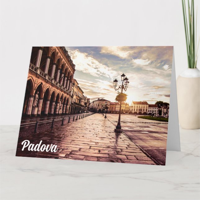 Solnedgång över kvadrat i Padova i Italien Kort (Framsida)