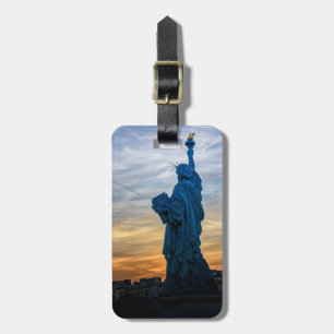 Solnedgång över Liberty Statue Replik i Paris Bagagebricka