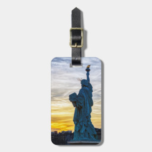 Solnedgång över Liberty Statue Replik i Paris Bagagebricka