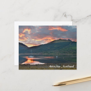 Solnedgång över Loch Long, Arrochar, Skottland vyk Vykort