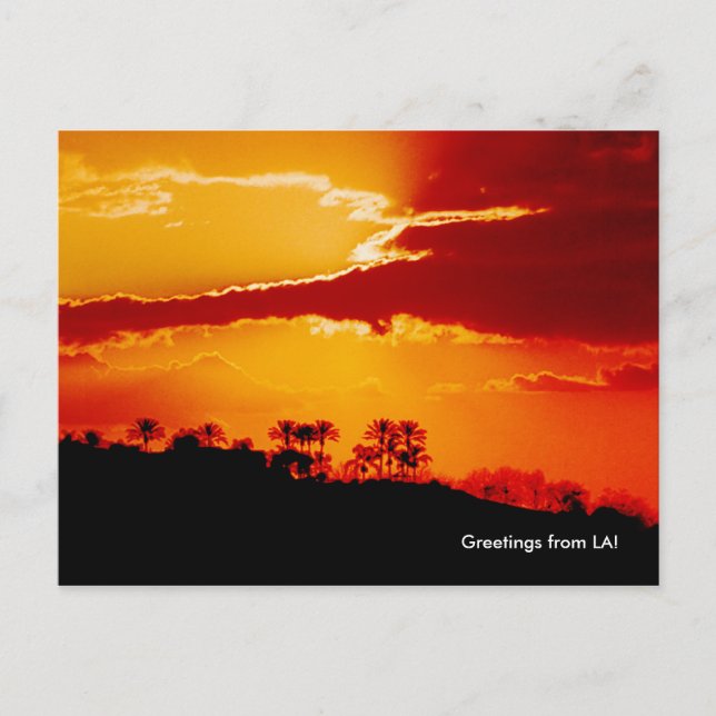 Solnedgång över Los Angeles California Vykort (Framsida)