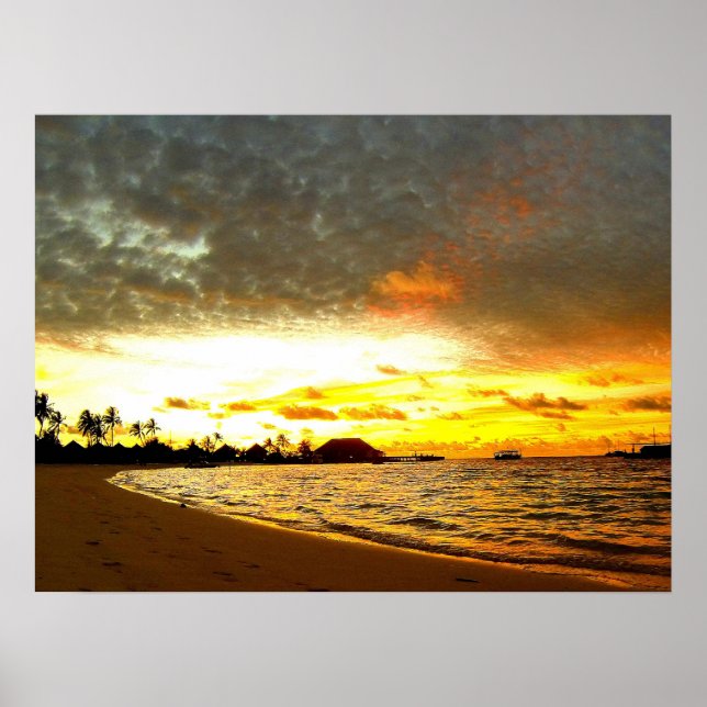 Solnedgång över Maldiverna Poster (Framsidan)