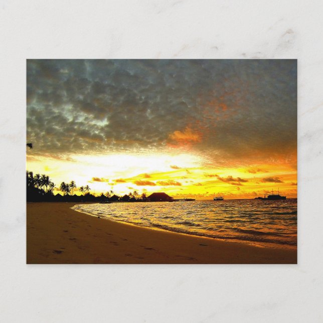 Solnedgång över Maldiverna Vykort (Framsida)