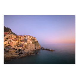 Solnedgång över Manarola-byn i Cinque Terre Fototryck
