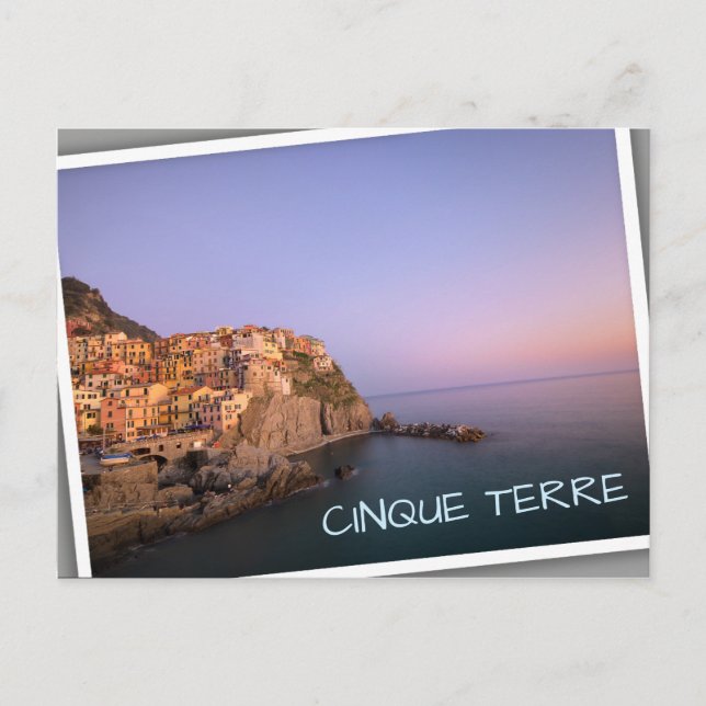 Solnedgång över Manarola-byn i Cinque Terre Vykort (Framsida)