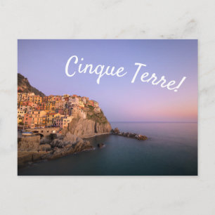 Solnedgång över Manarola-byn i Cinque Terre Vykort