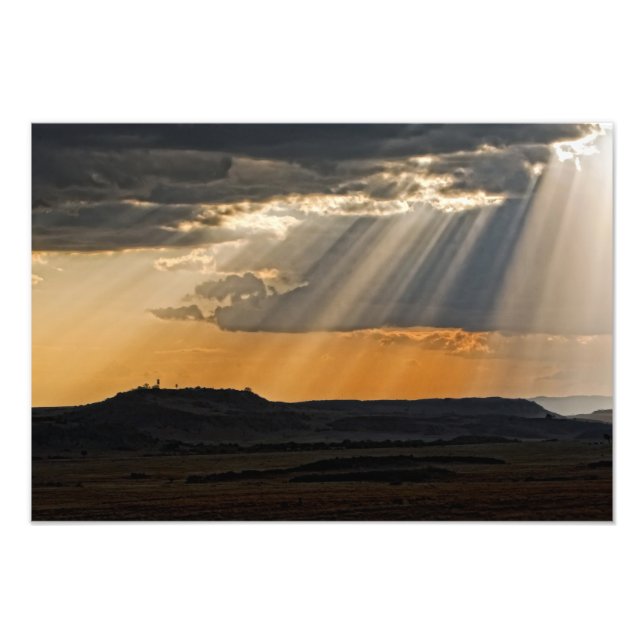 Solnedgång över Masai Mara. Fototryck (Framsidan)