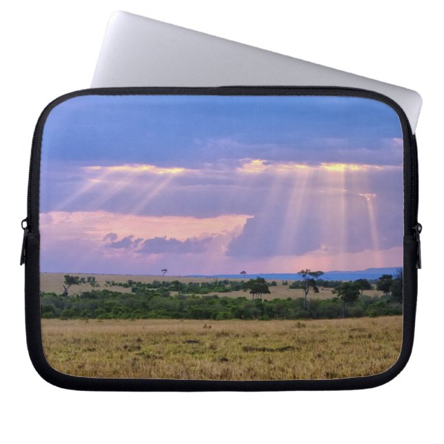 Solnedgång över Masai Mara. Laptop Fodral (Framsidan)
