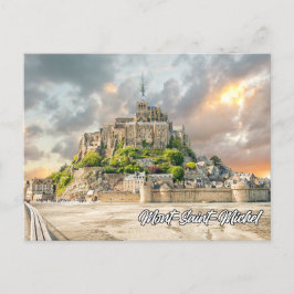 Solnedgång över Mont-Saint-Michel, Normandie Vykort