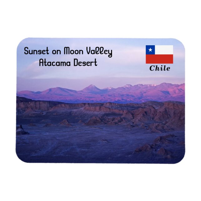 Solnedgång över Moon Valley - Chile Magnet (Horisontell)
