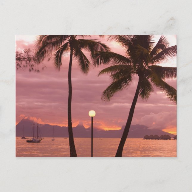 Solnedgång över Moorea från Sofitel Maeva Beach Vykort (Framsida)