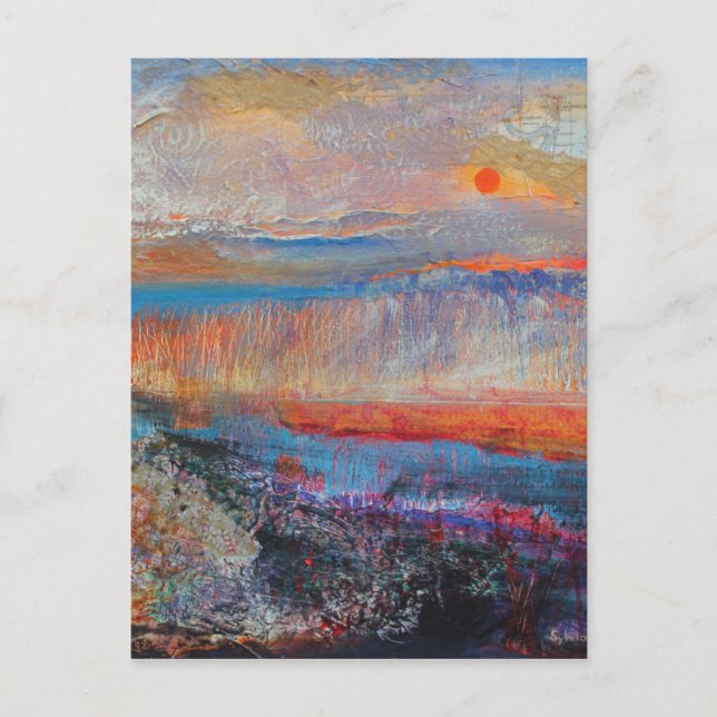 Solnedgång över myr 2013 vykort (Framsida)