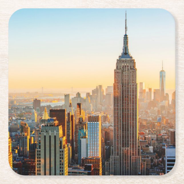 Solnedgång över New York Underlägg Papper Kvadrat (Framsidan)