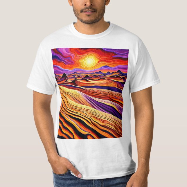 Solnedgång över Ökenliggande 1 T Shirt (Framsida)