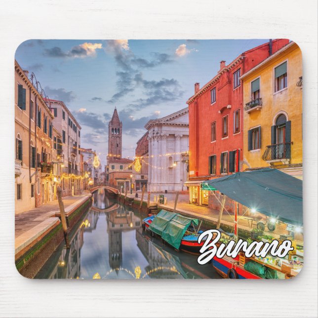 Solnedgång över ön Burano, Italien Musmatta (Framsidan)