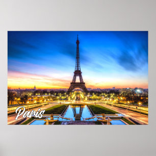Solnedgång över Paris, Frankrike Poster