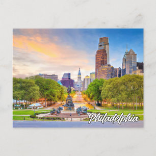 Solnedgång över Philadelphia, Pennsylvania Vykort