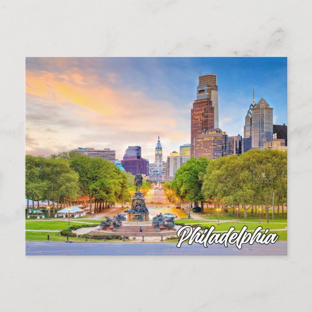 Solnedgång över Philadelphia, Pennsylvania Vykort (Framsida)