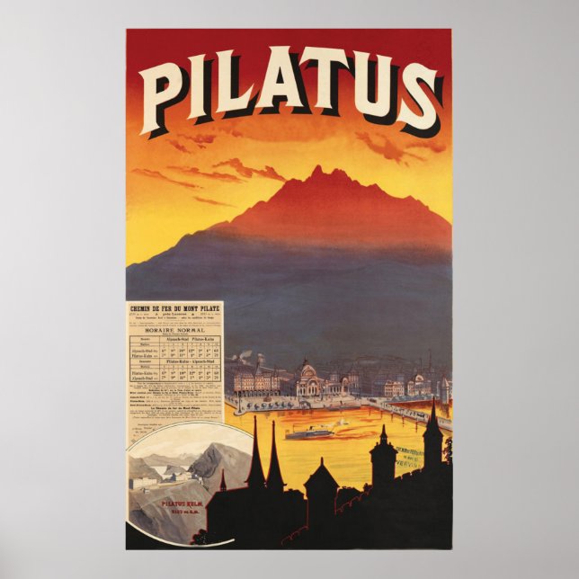 Solnedgång över Pilatus, Schweiz Poster (Framsidan)