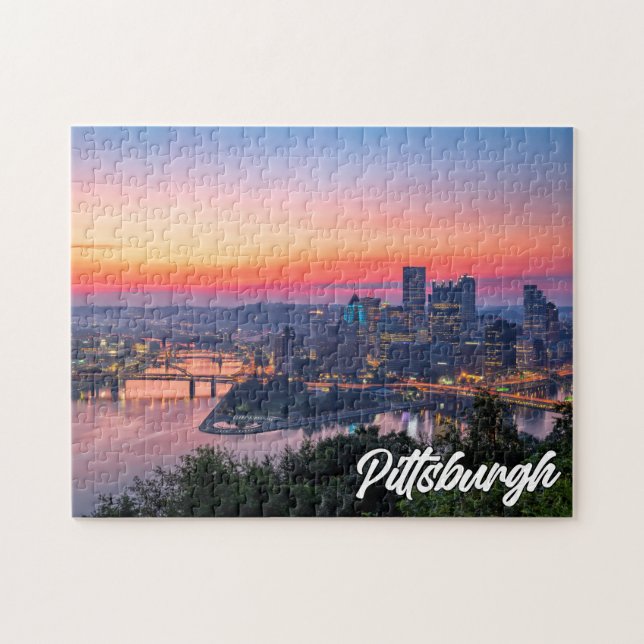 Solnedgång över Pittsburgh, Pennsylvania Pussel (Horisontell)